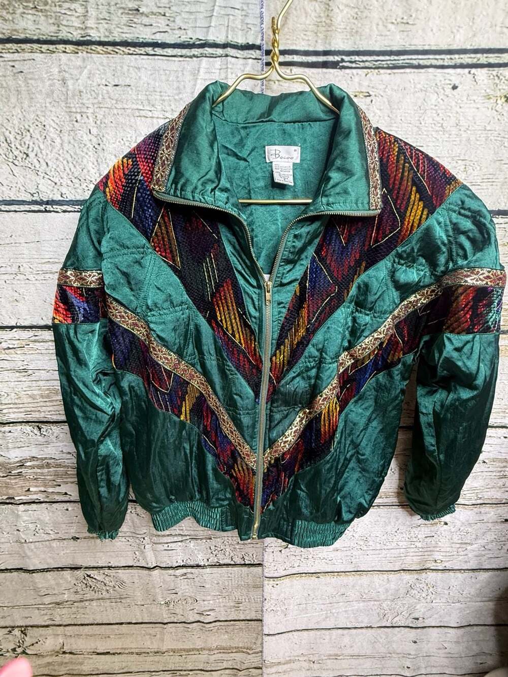 Bocoo Vintage Smsll Emerald Green Nylon Windbreaker Jacket